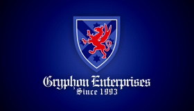 gryphon logo, shield logo, coat of arms logo