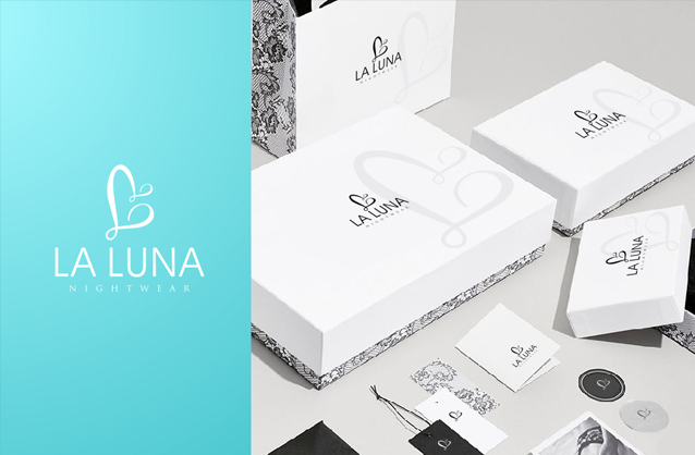 heart logo, elegant logo design, Nightwear logo, luna logo