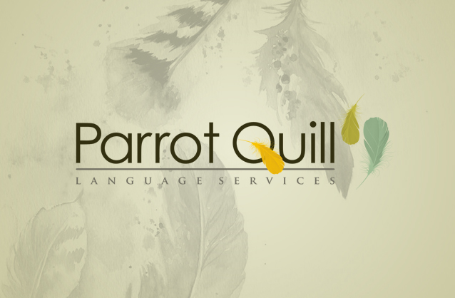 Translation service logo design, Parrot feather logo